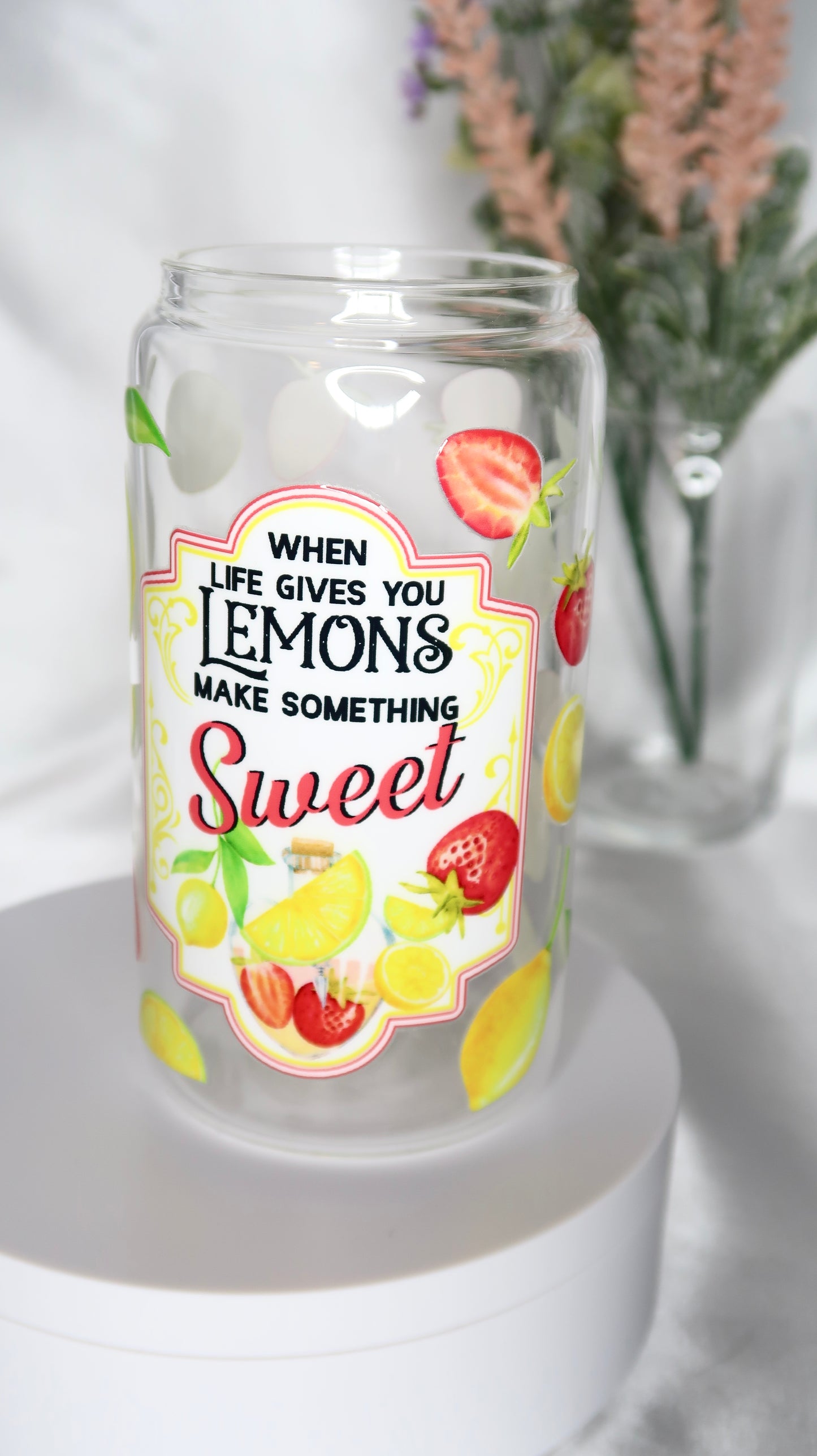 16oz Glass Cup - Make Something Sweet