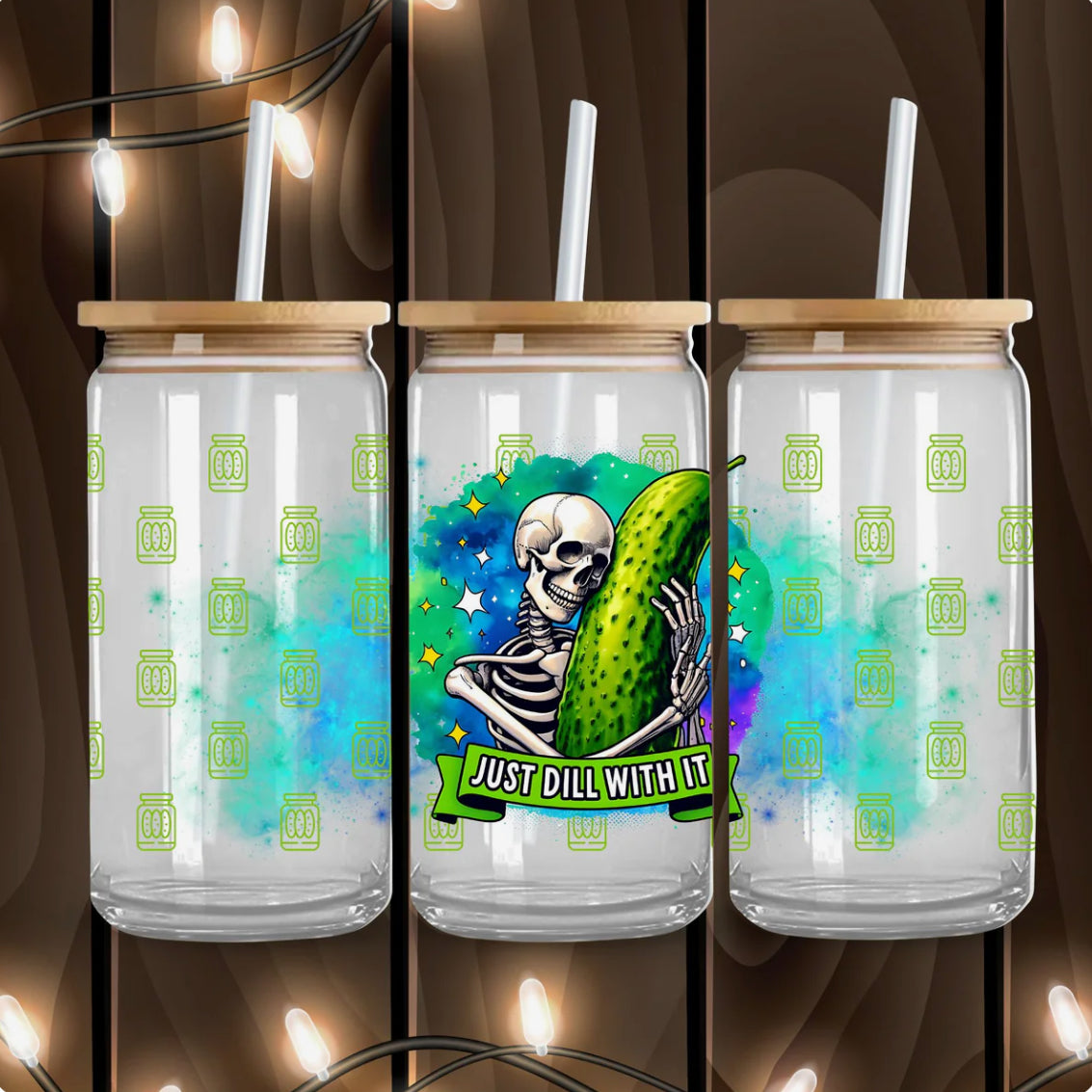 16oz Glass Cup - Just Dill With It