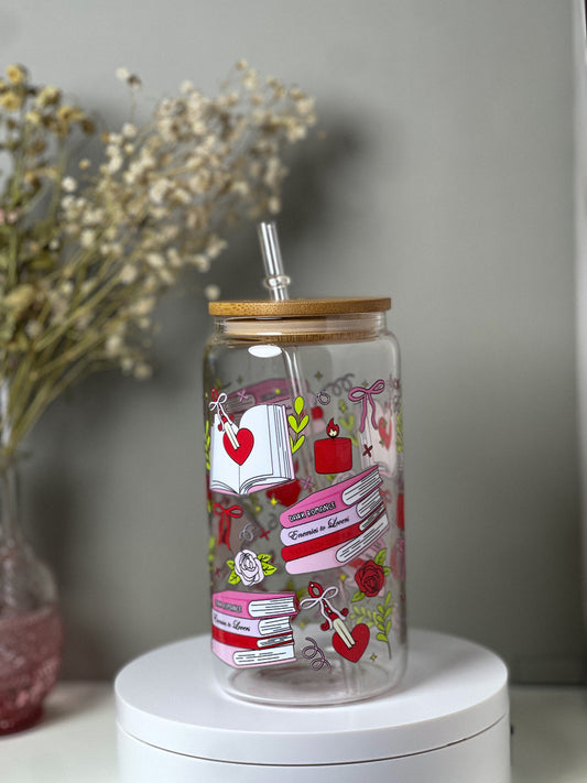 *Valentines* Dark Romance Reader 16oz Glass Cup [doubled sided]