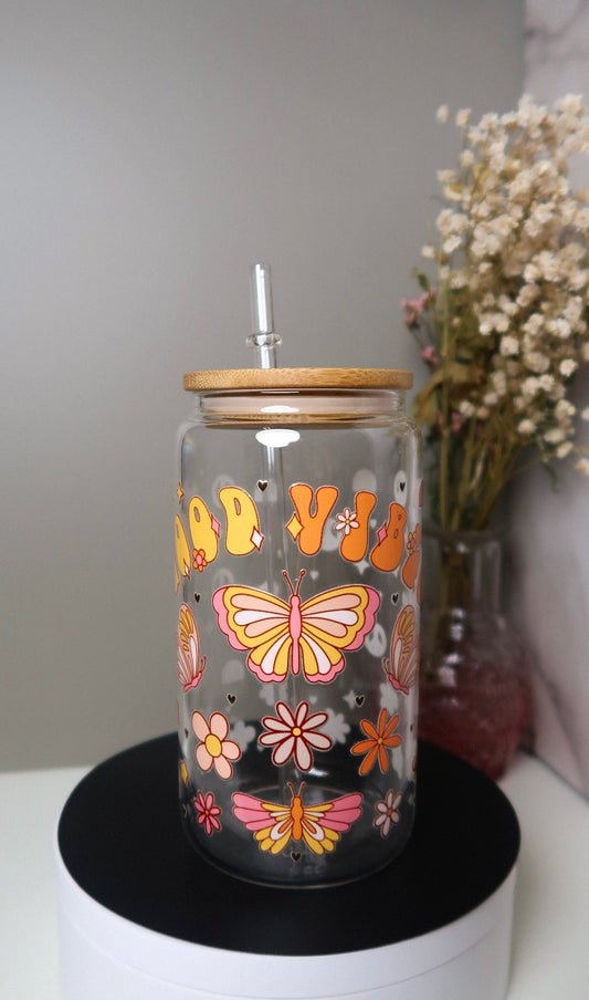 Boho Goodvibes 16oz Glass Cup