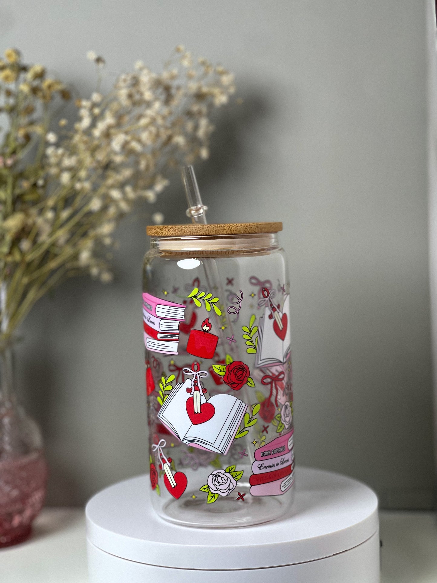 *Valentines* Dark Romance Reader 16oz Glass Cup [doubled sided]