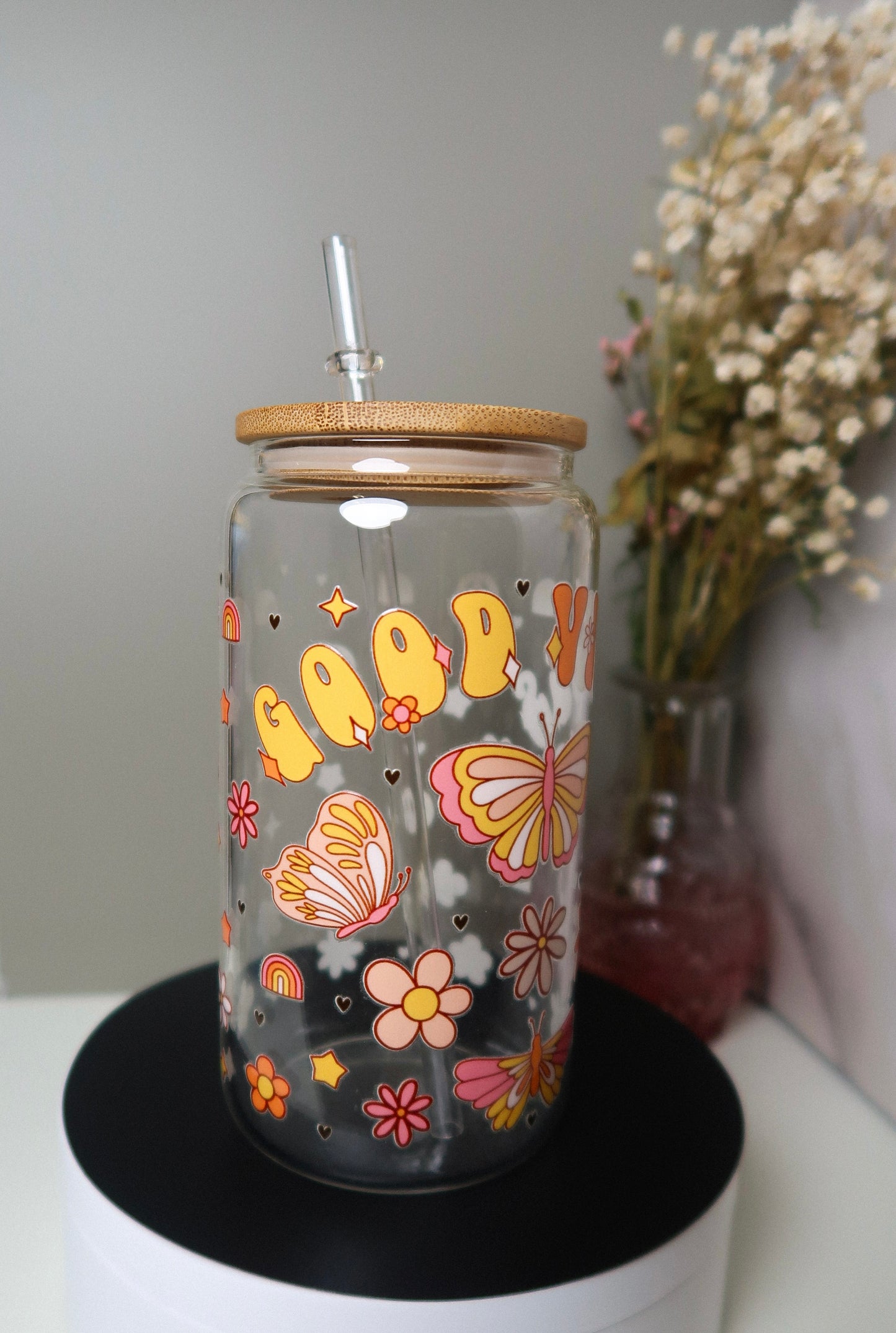 Boho Goodvibes 16oz Glass Cup