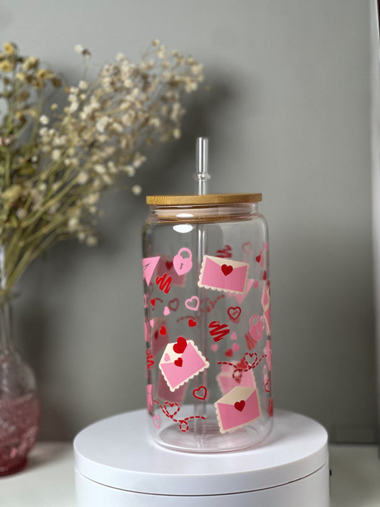 *Valentines* Love Letter 16oz Glass Cup [doubled sided]