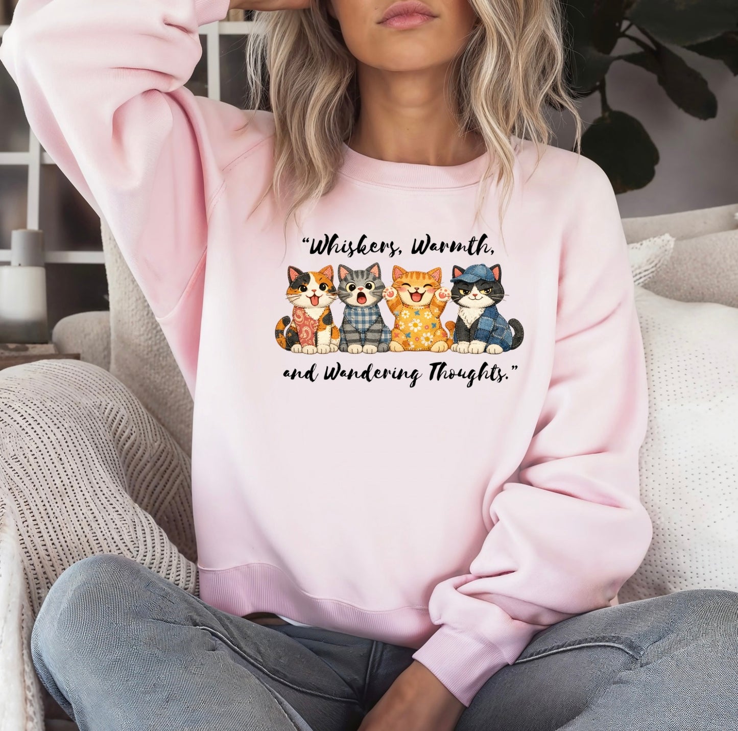 Whiskers, Warmth and Wandering Thoughts Crewnecks
