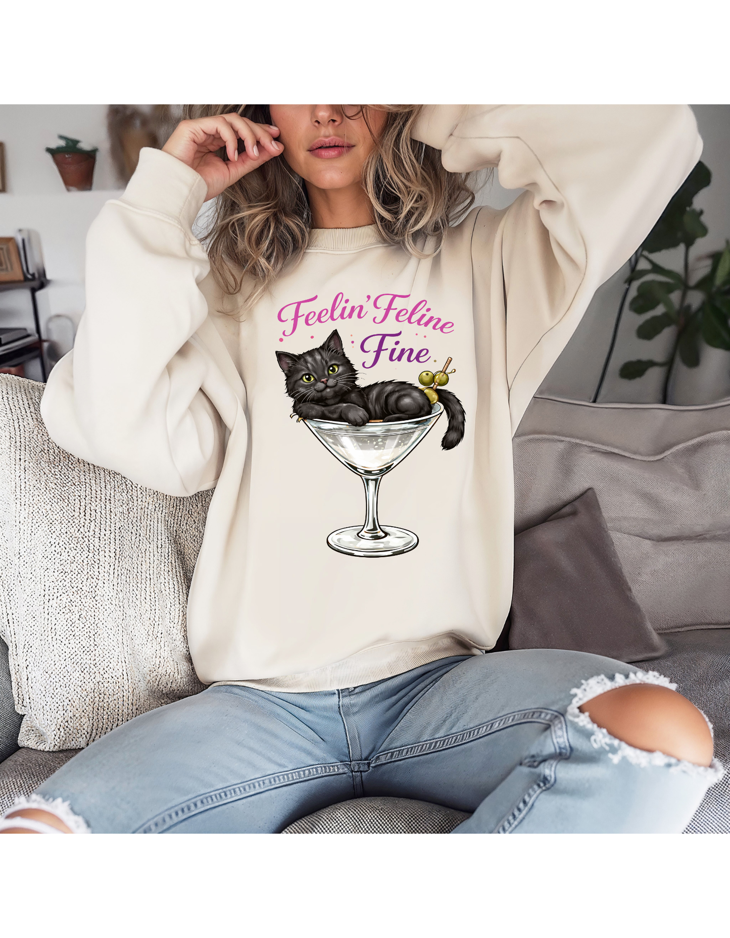 Feelin’ Feline Fine Crewneck