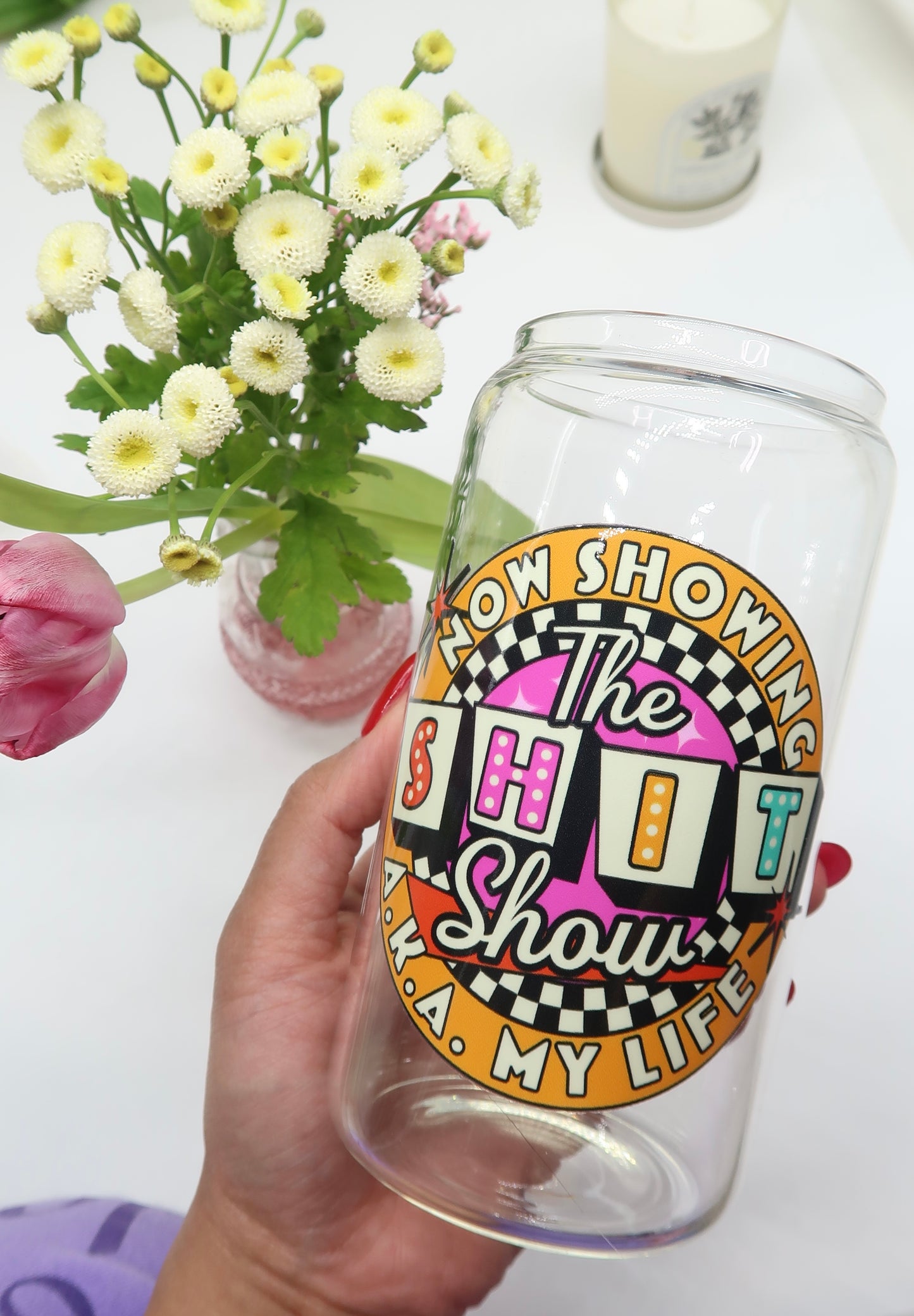[ DOUBLE SIDED ] 16oz Glass Cups - Now Showing