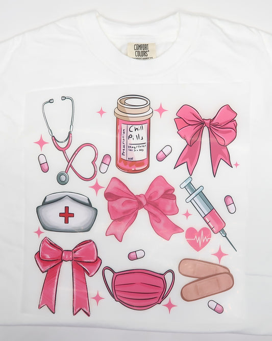 Pink Nurse Doodle Tshirt