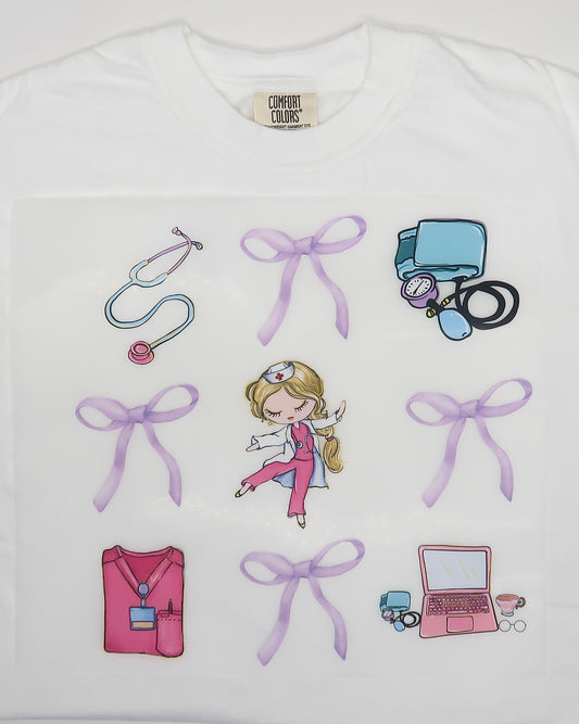 Purple Nurse Life Doodle Tshirt