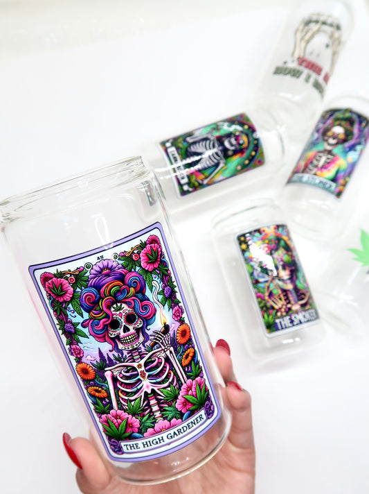The High Gardener 420 Vibes Skeleton 16oz glass cup