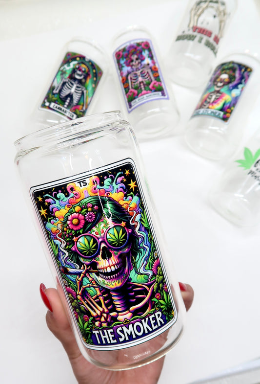 The Smoker 420 Vibes Skeleton 16oz glass cup
