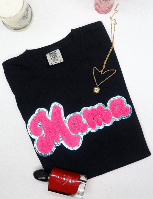 Mama Pink & Blue Patch Tshirt