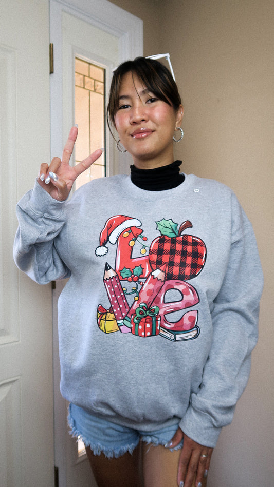Teacher Love Christmas Crewneck