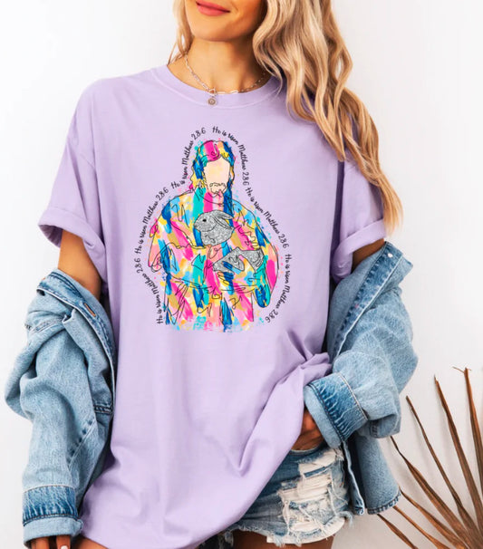 Jesus Painted Tshirt (White & Pink)