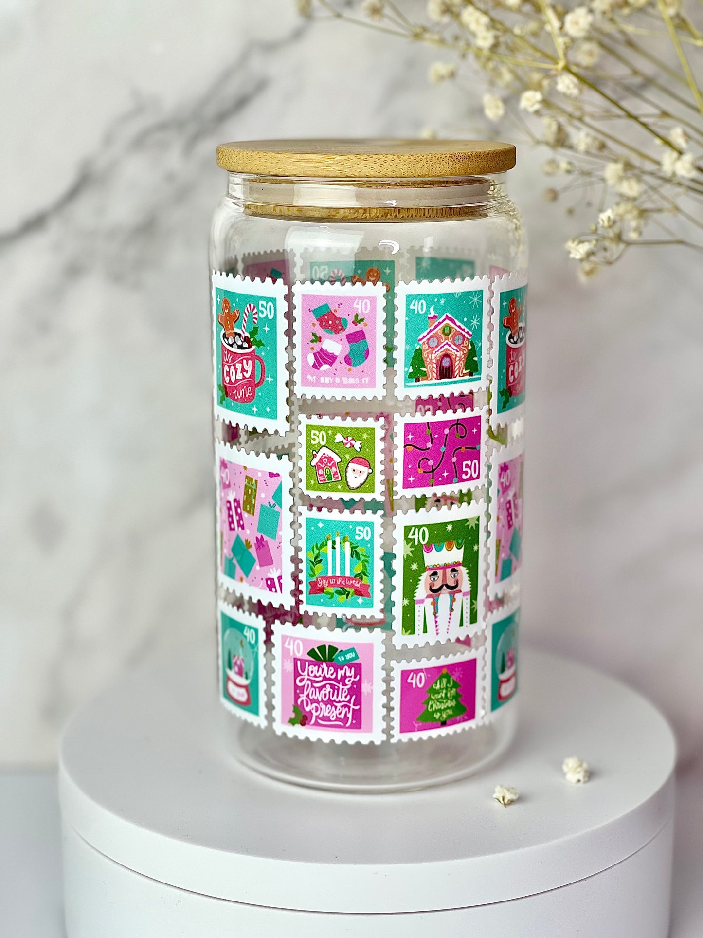 Holiday Express 16oz Glass Cups [Double Sided]