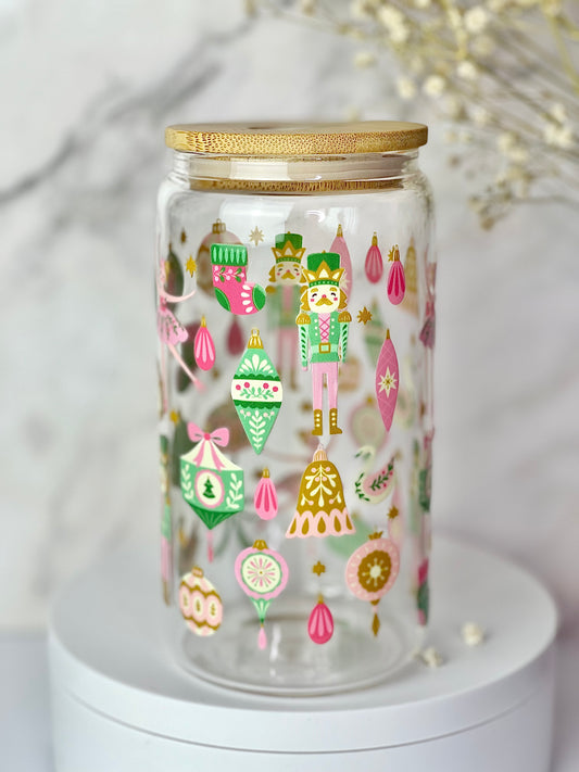 Pink Nutcracker 16oz Glass Cups [Double Sided]