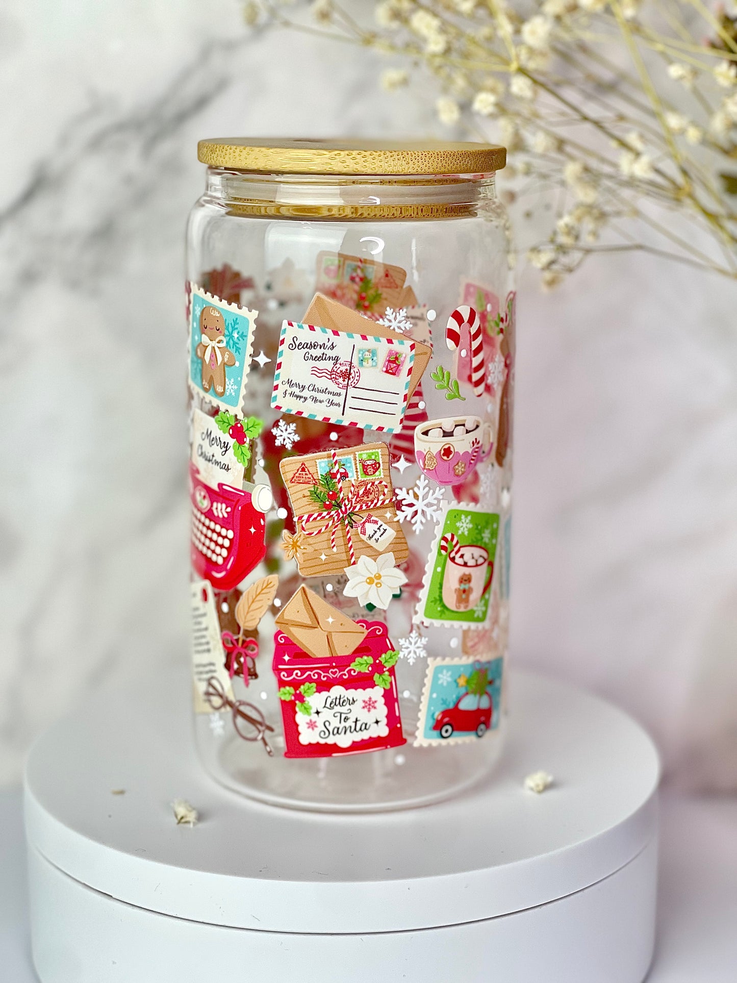 Letter To Santa 16oz Glass Cups [Double Sided]