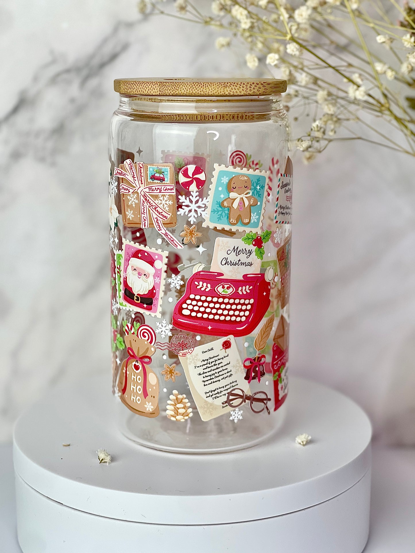 Letter To Santa 16oz Glass Cups [Double Sided]